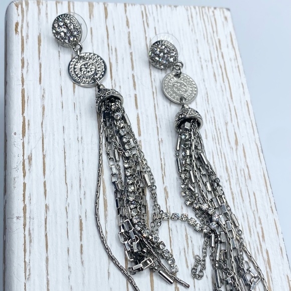 GFL - Palmer & Palmer Jewelry - Silver Dangle Rhinestone Earrings